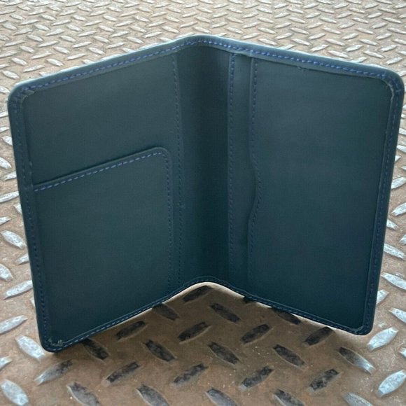 Passport Holder Blue Leather Card Holder Travel Documents Wallet Handmade - Picture 7 of 10